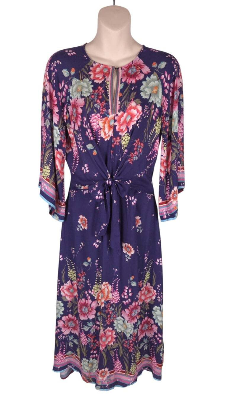 Hale Bob Floral Viscose Maxi Dress US XS EU 34 Womens Purple $348